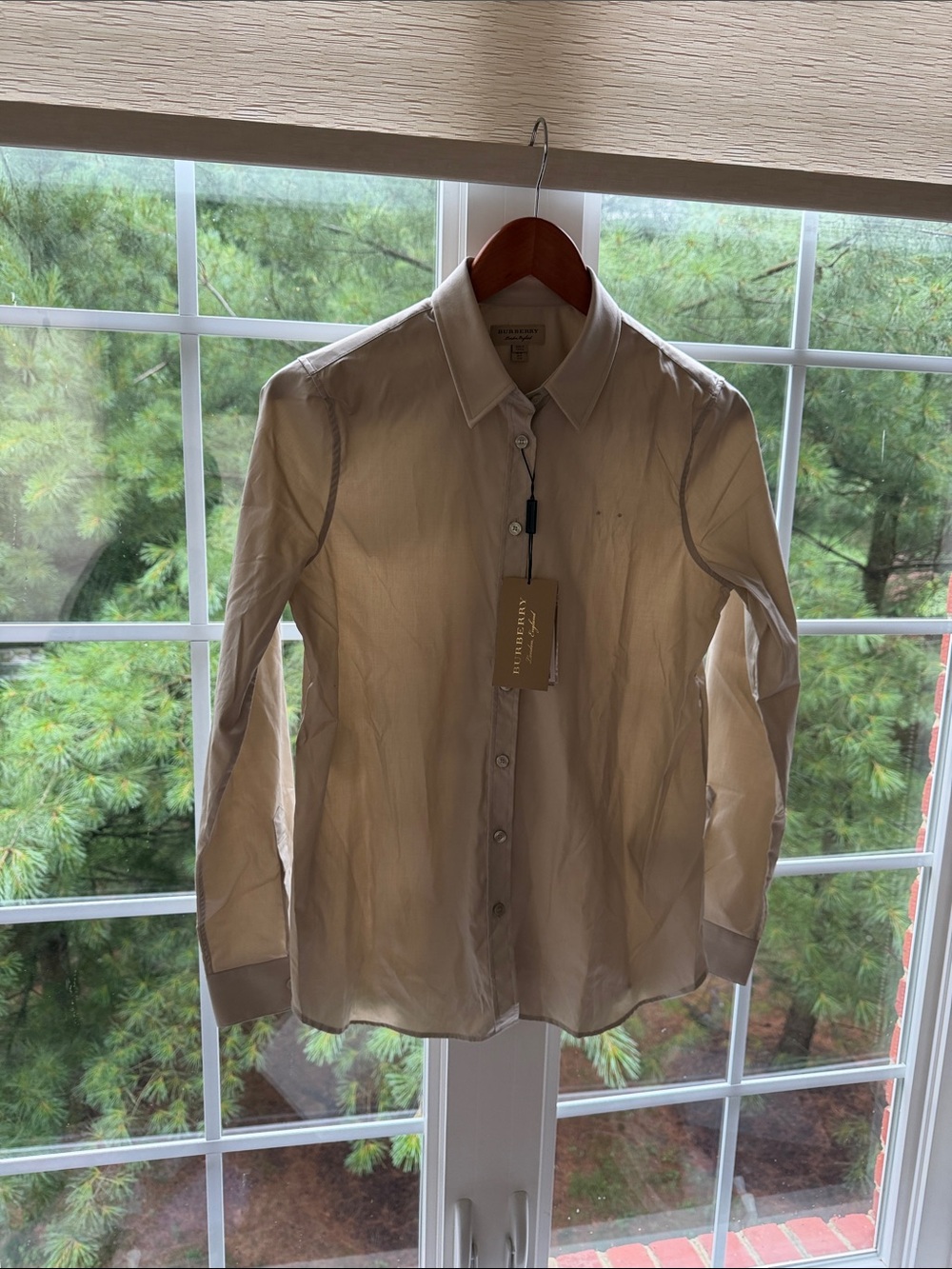Burberry Men's Long-Sleeve Button Shirt in Light Beige